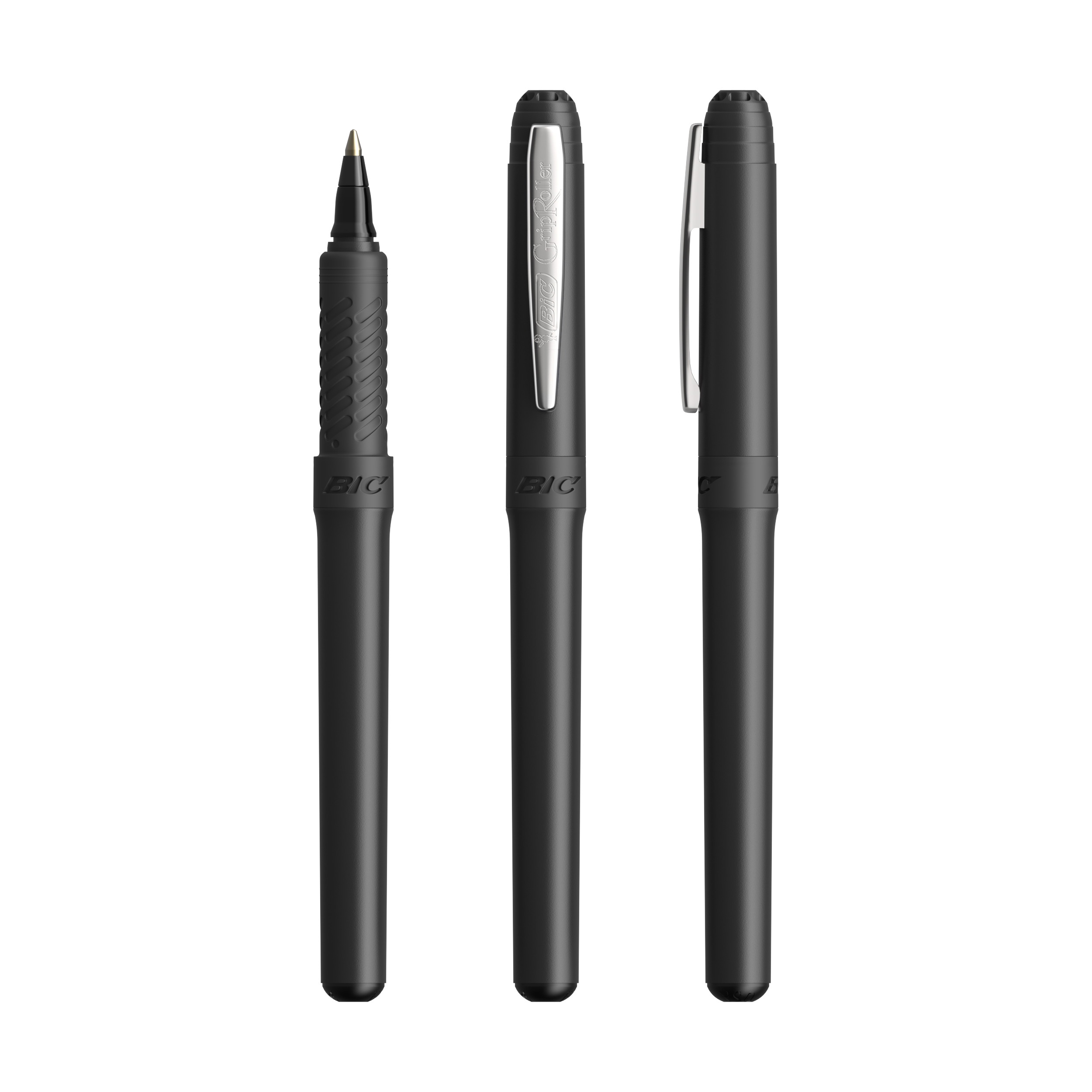 Roller publicitaire BIC® Grip Roller Noir - Chrome - encre noire
